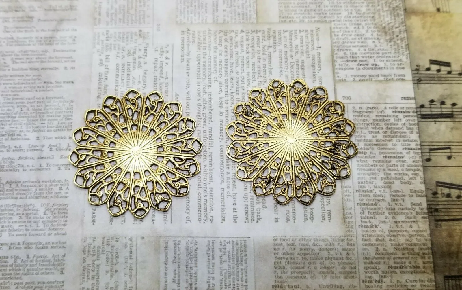 Brass Filigree Findings x 2- 9023S.