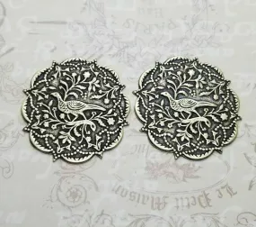 Brass Ornate Pheasant Bird Stampings x 2 - 4690RAT.