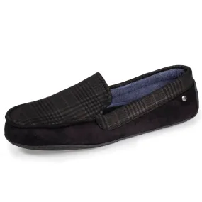 Chaussons mocassins Homme Noir tartan