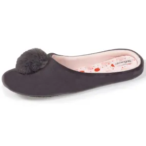 Chaussons mules échancrées Femme Pompon