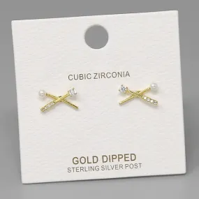 Crisscross CZ Pave Mini Stud Earrings