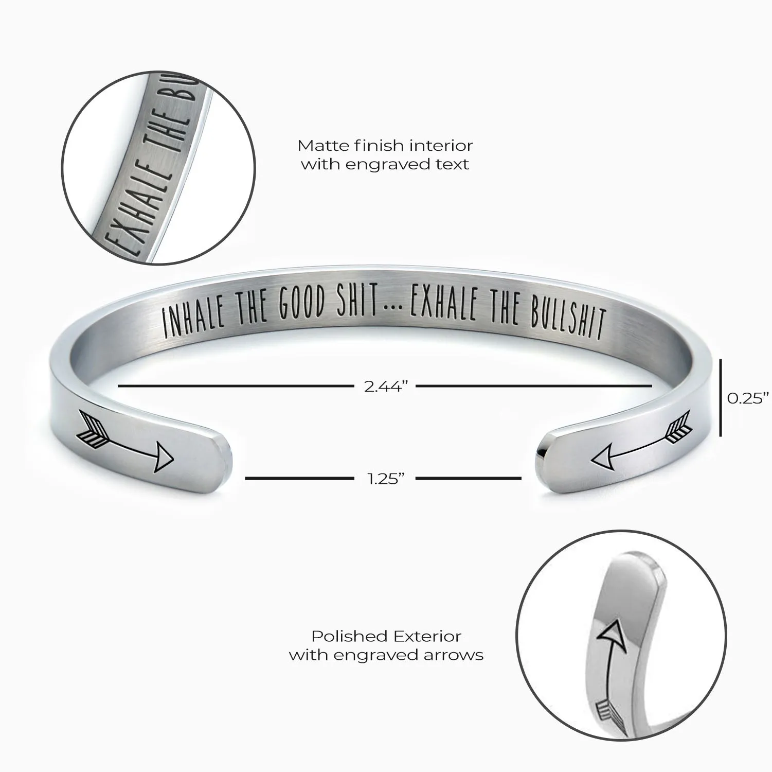 Inhale The Good Shit...Exhale The Bullshit Personalizable Cuff Bracelet