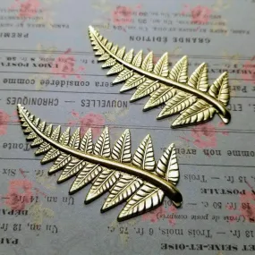 Large Brass Fern Leaf Stampings x 2 - 6730RAT.