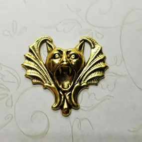 Large Brass Gargoyle Bat Stamping - 6554RAT.