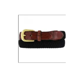 Men's Brighton | Elastic Cord Croco Tab Taper Belt | Black