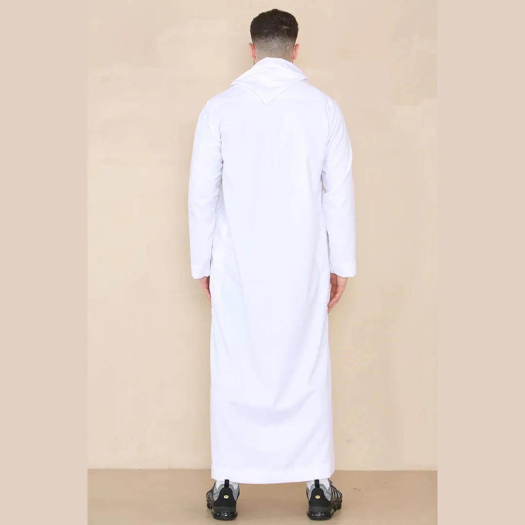 Men's Hooded Thobe Nehru Collar Islamic Clothing Muslim Kaftan Robe Saudi