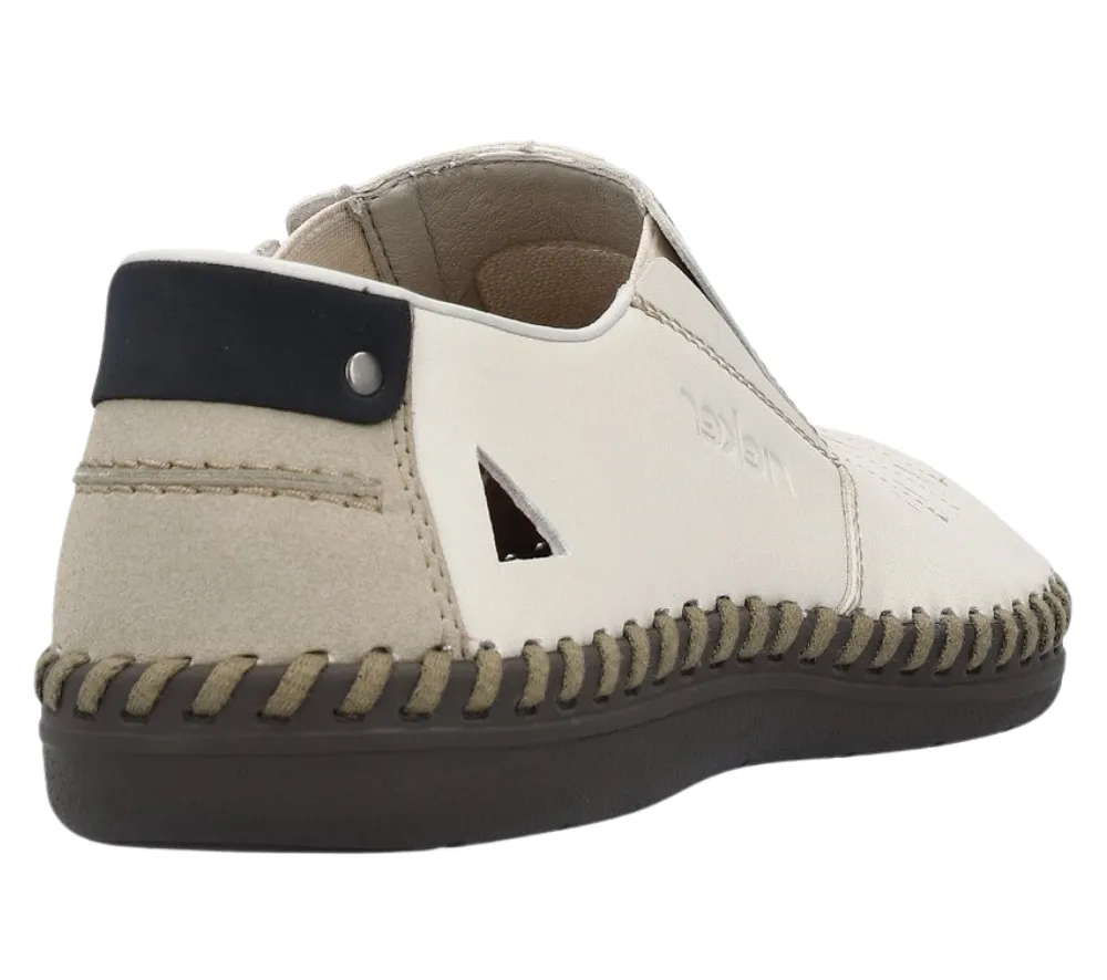 Pantofi casual, barbati, RIEKER, ANTISTRESS, B2457-60 bej, piele naturala