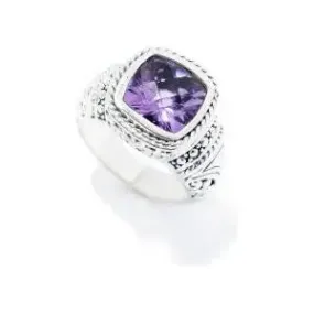 SS CUSHION CUT AMETHYST RING