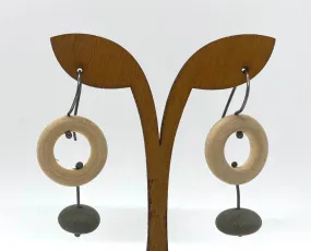 Wood Circle Rock Earrings